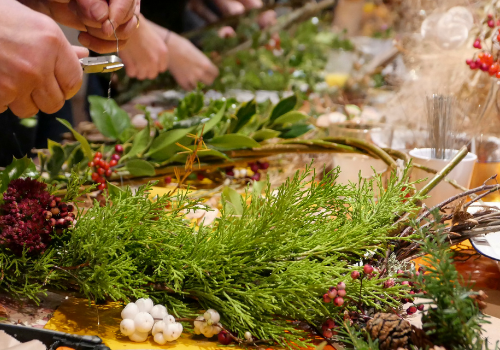 Christmas wreath making