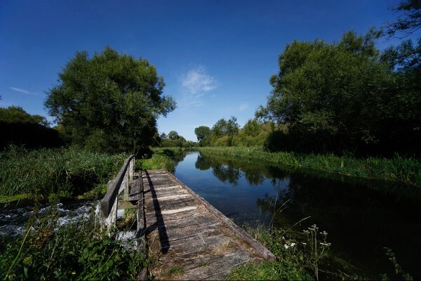 Side bridge along river bank